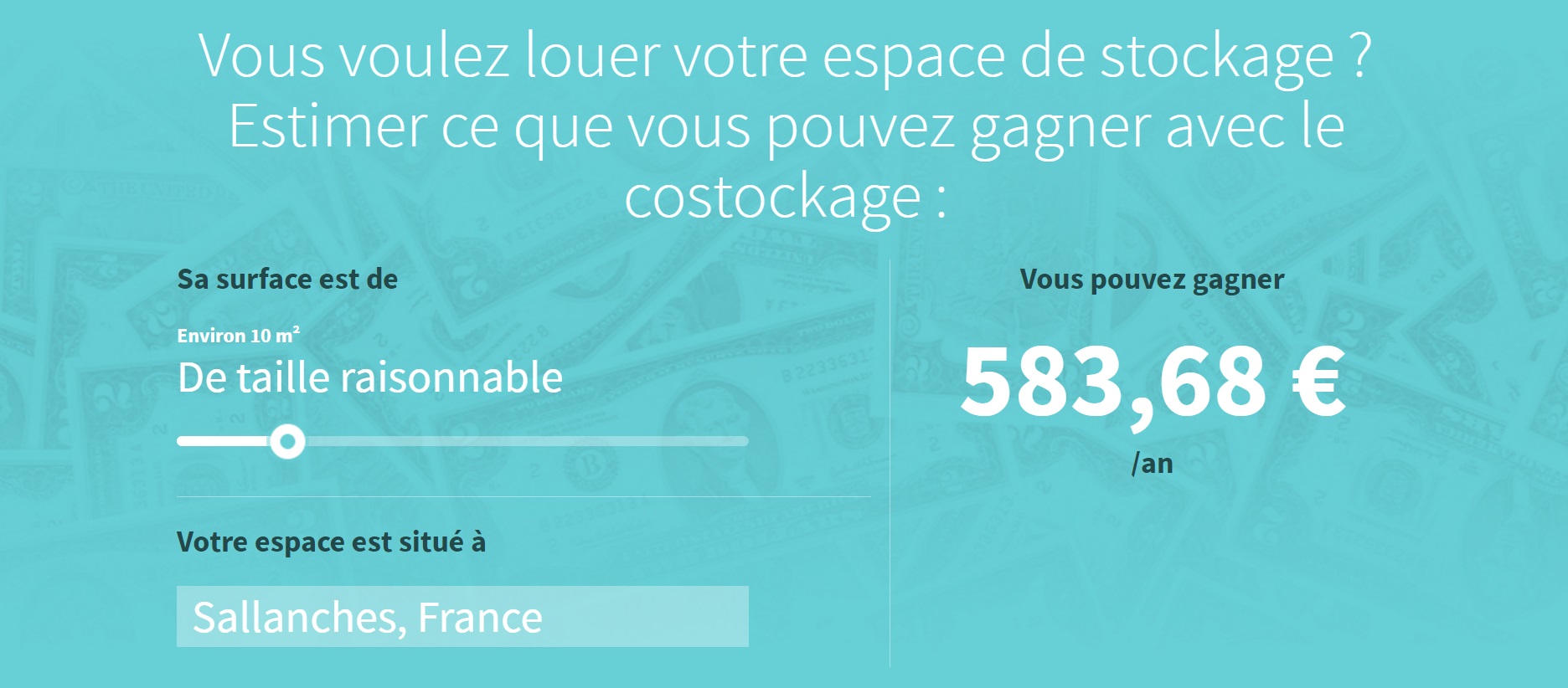 Calculateur de tarif despace de stockage sur OuiStock